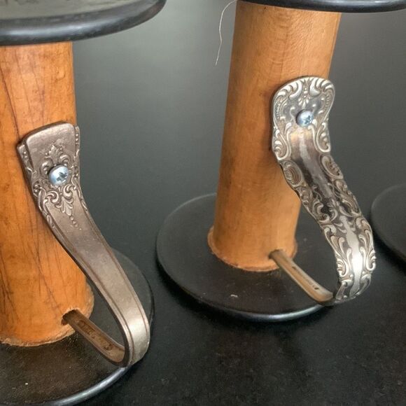 Set of 5 Vintage Wood Spool Candleholders – 1930s Blue Bird Silk Co. Repurposed - Picture 7 of 12